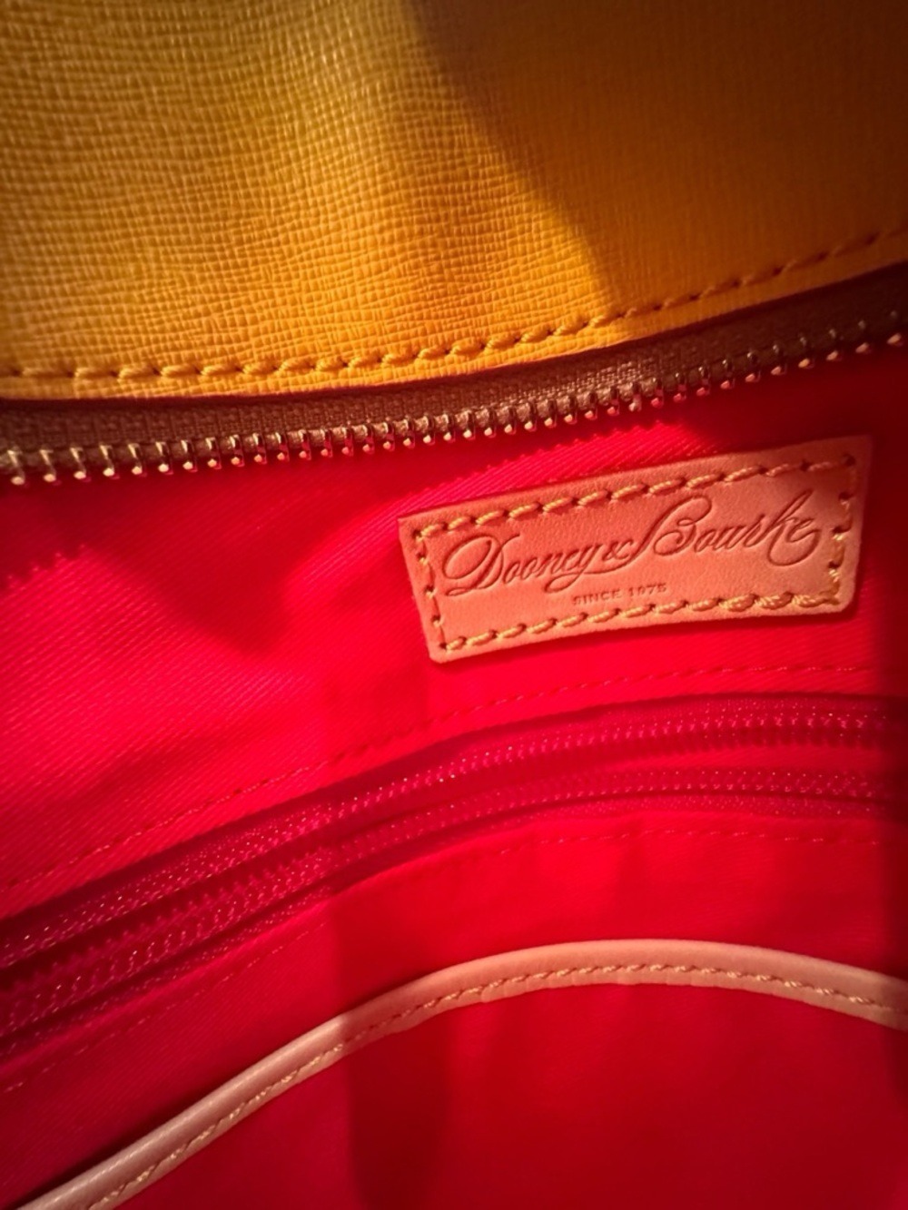 Dooney & Bourke - Maddie Shoulder Bag - Dandelion Saffiano/Textured Leather EUC - Picture 12 of 15